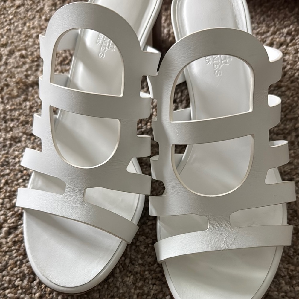 Hermes White Women's Sandals - Picture 8 of 12